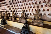 Vientiane, Laos - Wat Si Saket, The gallery around the sim houses thousands of Buddha statues in various mudras, dating  from the 16th century. 